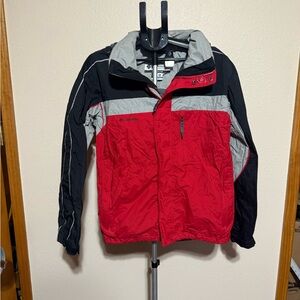 XL Columbia Men's Red and Black Raincoat